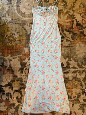 Light Blue Floral Slip Dress